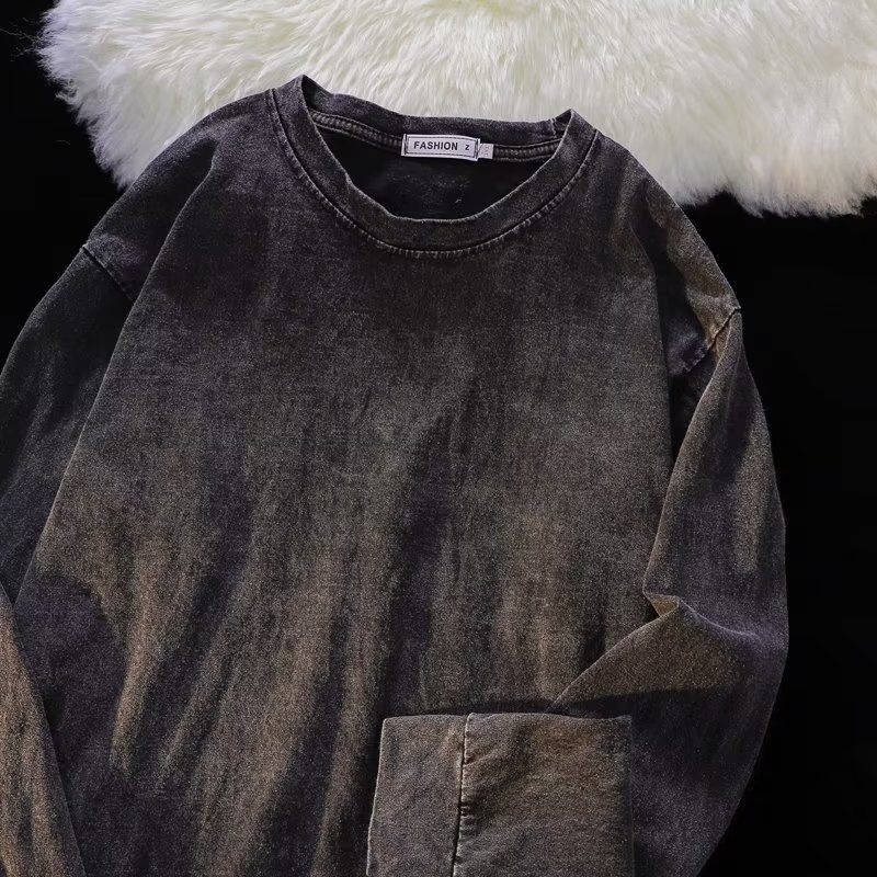 2023-as vastag pulóver, férfi őszi vintage mosott, kopott kapucnis kabát, divatos márkájú kapucnis pulóver