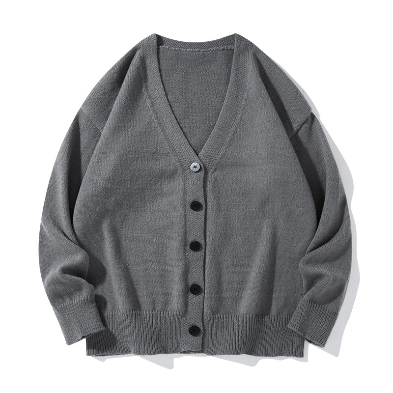 Bărbați moda coreeană transfrontalieră casual vrac frumos versatil tricotat cardigan cu mânecă lungă culoare solidă pulover jachetă casual