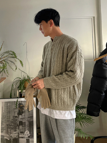 MYQ Henry Collar Twist Pullover kampsun meeste talvine laisk soe riietus Korea moodne lahtine kampsun