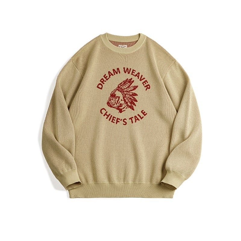 Pánsky jesenný rolák s písmenami a retro vzorom v americkom štýle Madden Fixture