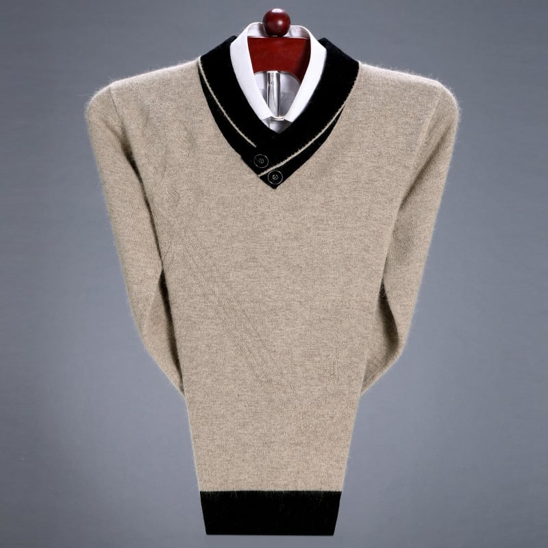 Pánsky nový jesenný a zimný sveter s výstrihom do V, základná košeľa, pánska móda, zimné oblečenie, jesenný a zimný sveter, ľahký luxusný univerzálny top