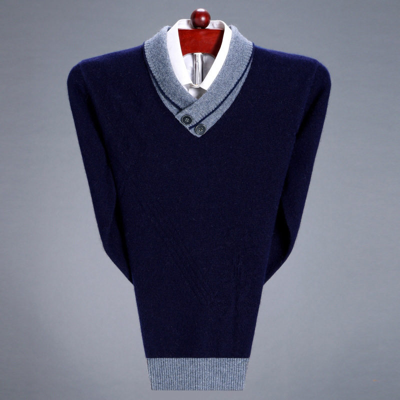 Pánsky nový jesenný a zimný sveter s výstrihom do V, základná košeľa, pánska móda, zimné oblečenie, jesenný a zimný sveter, ľahký luxusný univerzálny top