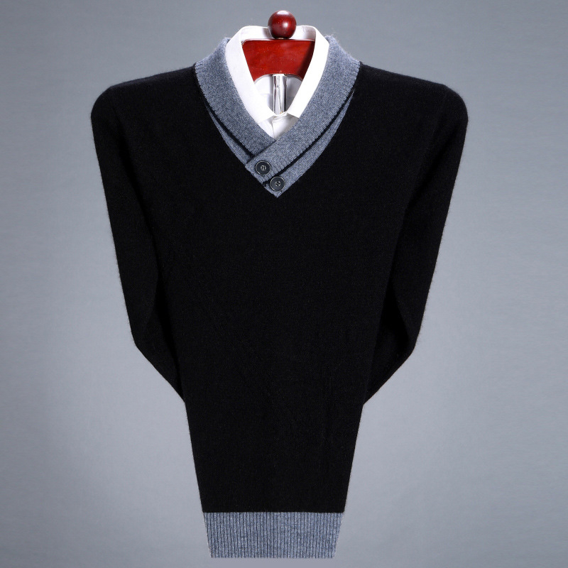 Pánsky nový jesenný a zimný sveter s výstrihom do V, základná košeľa, pánska móda, zimné oblečenie, jesenný a zimný sveter, ľahký luxusný univerzálny top