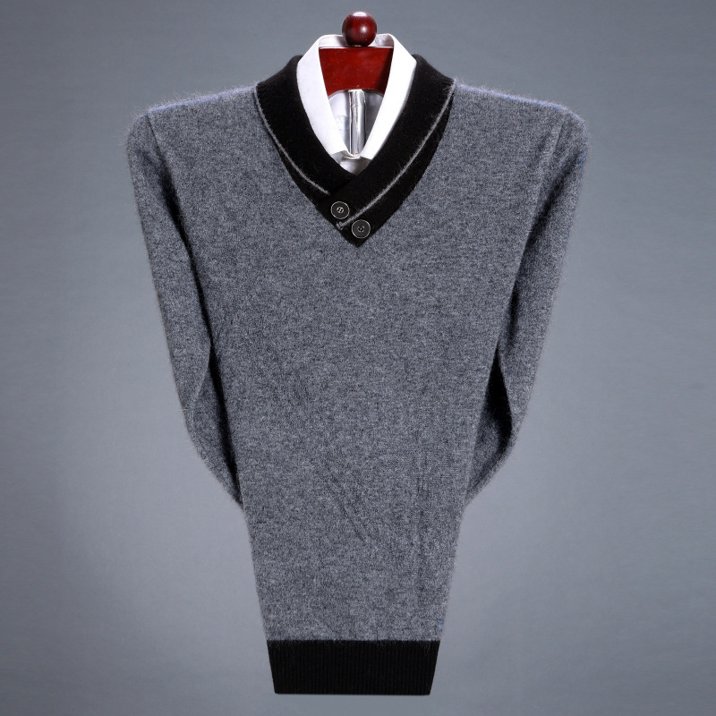 Pánsky nový jesenný a zimný sveter s výstrihom do V, základná košeľa, pánska móda, zimné oblečenie, jesenný a zimný sveter, ľahký luxusný univerzálny top