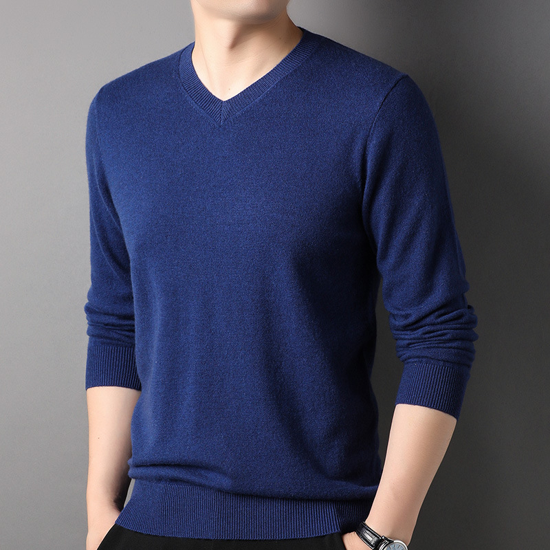 Rudens ir žiemos grynos spalvos pusapvalis kašmyro megztinis, vidutinio amžiaus vyrams, madingas, šiltas, megztas megztinis, verslo, vilnoniai vyriški drabužiai