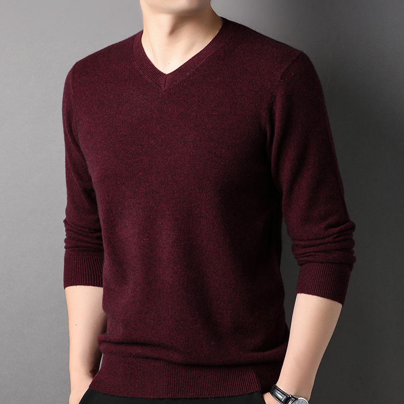 Rudens ir žiemos grynos spalvos pusapvalis kašmyro megztinis, vidutinio amžiaus vyrams, madingas, šiltas, megztas megztinis, verslo, vilnoniai vyriški drabužiai