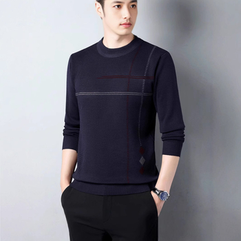 Új őszi és téli színben illő, vastagított kötött alapú férfi ing, divatos, minden mérkőzésre alkalmas, félmagas gallérú, hosszú ujjú, meleg pulóver