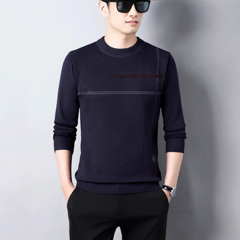 Új őszi és téli színben illő, vastagított kötött alapú férfi ing, divatos, minden mérkőzésre alkalmas, félmagas gallérú, hosszú ujjú, meleg pulóver