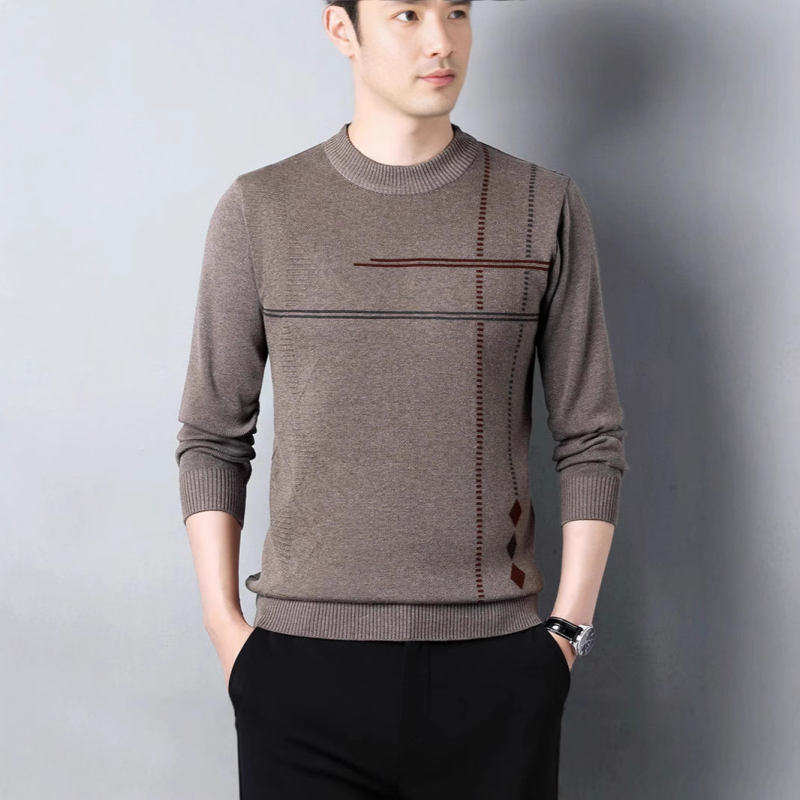 Új őszi és téli színben illő, vastagított kötött alapú férfi ing, divatos, minden mérkőzésre alkalmas, félmagas gallérú, hosszú ujjú, meleg pulóver