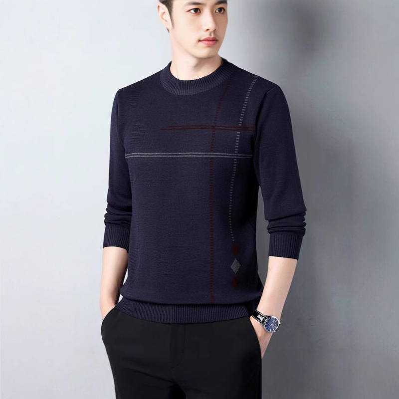 Új őszi és téli színben illő, vastagított kötött alapú férfi ing, divatos, minden mérkőzésre alkalmas, félmagas gallérú, hosszú ujjú, meleg pulóver