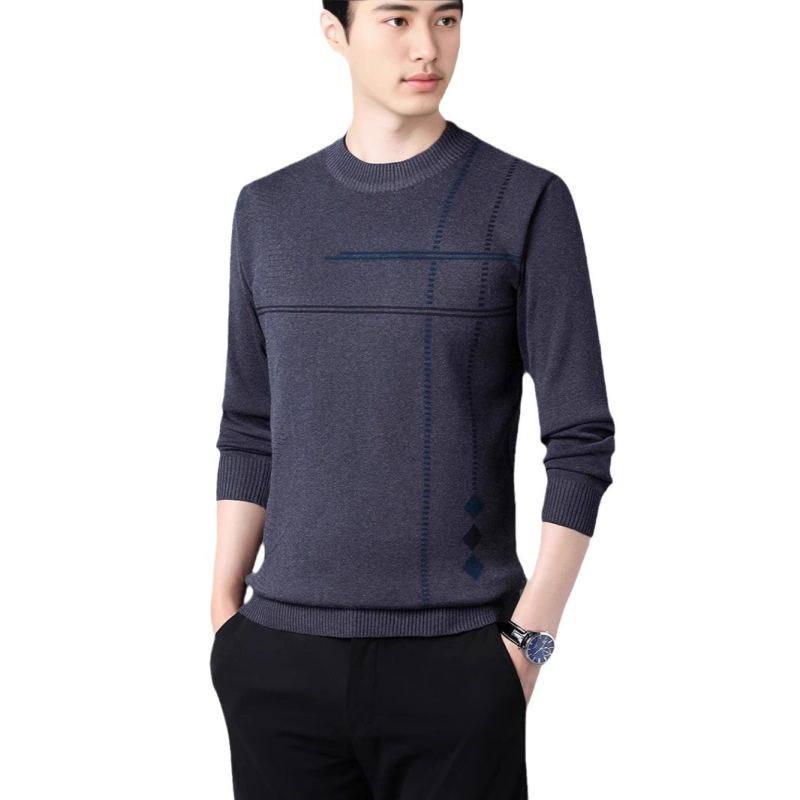 Új őszi és téli színben illő, vastagított kötött alapú férfi ing, divatos, minden mérkőzésre alkalmas, félmagas gallérú, hosszú ujjú, meleg pulóver