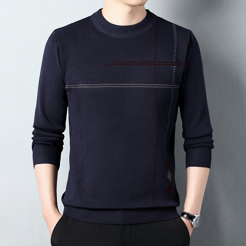 Új őszi és téli színben illő, vastagított kötött alapú férfi ing, divatos, minden mérkőzésre alkalmas, félmagas gallérú, hosszú ujjú, meleg pulóver