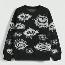 Tricotaje la modă cu mânecă lungă, personalizate, cu guler rotund și multi-ochi, toamna și iarna 2025, în Europa și America, cu model jacquard, en-gros