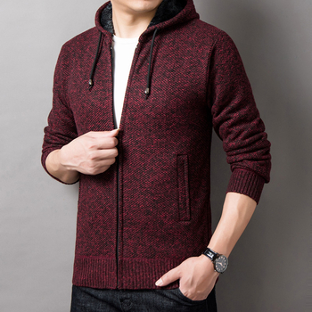 Toamna și iarna nouă pentru bărbați, cardigan european și american, pălărie tricotată, pulover, hanorac cu glugă, jachetă groasă tricotată, pulover