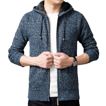 Toamna și iarna nouă pentru bărbați, cardigan european și american, pălărie tricotată, pulover, hanorac cu glugă, jachetă groasă tricotată, pulover