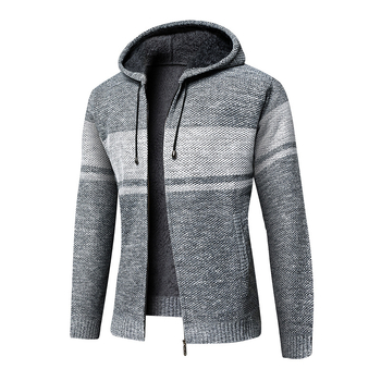 Jachetă de baseball pentru bărbați, toamna și iarna, căptușită cu fleece, căptușită cu fleece, cald, tricotat, pulover, cardigan pentru bărbați