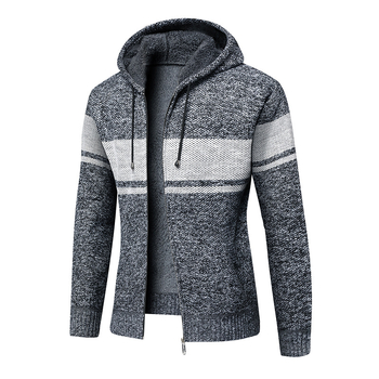 Jachetă de baseball pentru bărbați, toamna și iarna, căptușită cu fleece, căptușită cu fleece, cald, tricotat, pulover, cardigan pentru bărbați