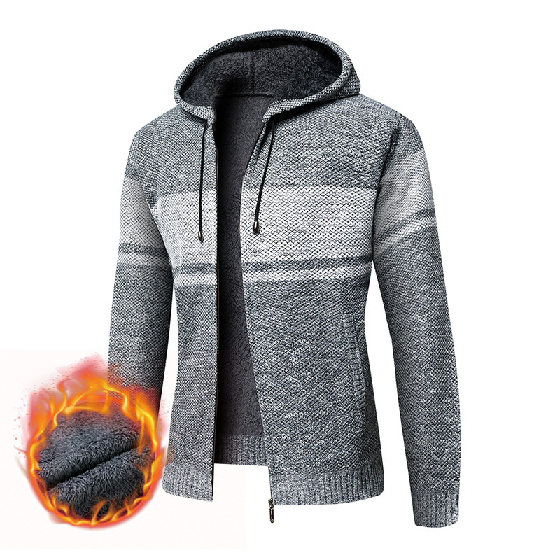 Jachetă de baseball pentru bărbați, toamna și iarna, căptușită cu fleece, căptușită cu fleece, cald, tricotat, pulover, cardigan pentru bărbați