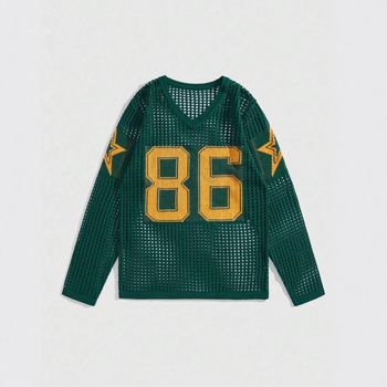 Trend transfrontalier Europa și America Vara 86 Amazon tricotat cu guler rotund Jersey lejer cu mânecă scurtă și mânecă lungă cu gol T-shirt pulover