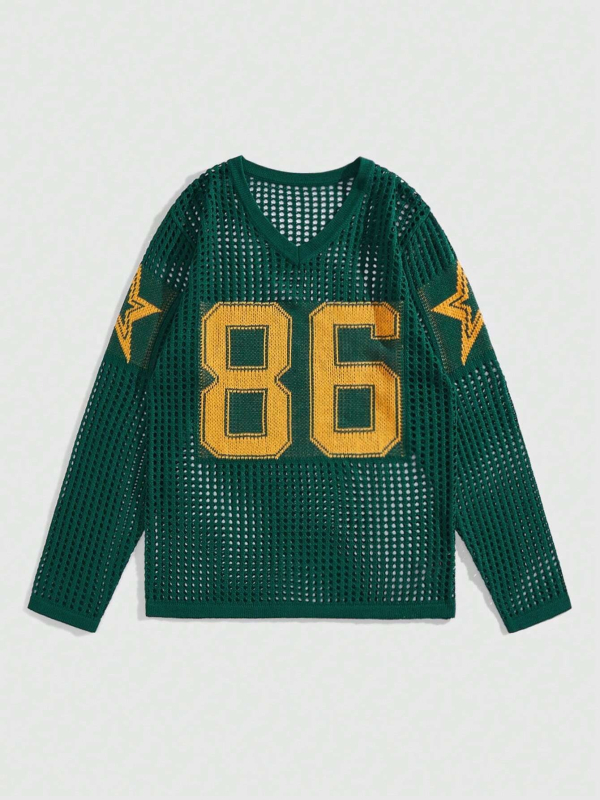 Trend transfrontalier Europa și America Vara 86 Amazon tricotat cu guler rotund Jersey lejer cu mânecă scurtă și mânecă lungă cu gol T-shirt pulover