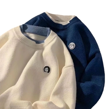 Винтидж нов фалшив пуловер от две части, модерен, универсален, малък, свеж стил, бродиран, за мъже и жени, свободен, мързелив плетен пуловер