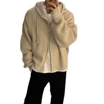 Sügavsüsinikust tuhavärvi kapuutsiga kampsunjakk meeste kardigan-kampsun lahtine Ameerika retro Hongkongi stiilis laisk trendikas meeste topp