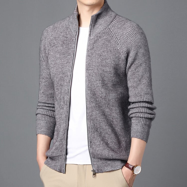 Tricotaje cu dungi verticale cu fermoar complet, culoare solidă, casual, la modă, pulover lejer, jachetă de toamnă și de iarnă, cardigan, top, en-gros