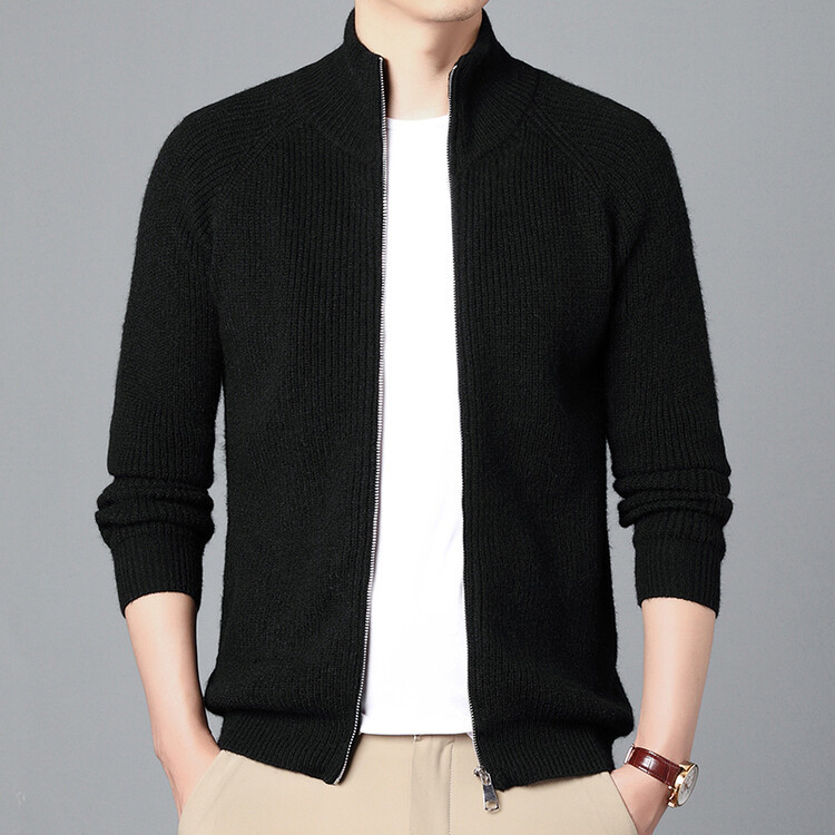 Tricotaje cu dungi verticale cu fermoar complet, culoare solidă, casual, la modă, pulover lejer, jachetă de toamnă și de iarnă, cardigan, top, en-gros