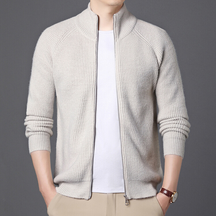 Tricotaje cu dungi verticale cu fermoar complet, culoare solidă, casual, la modă, pulover lejer, jachetă de toamnă și de iarnă, cardigan, top, en-gros