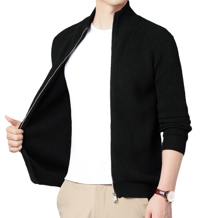 Tricotaje cu dungi verticale cu fermoar complet, culoare solidă, casual, la modă, pulover lejer, jachetă de toamnă și de iarnă, cardigan, top, en-gros