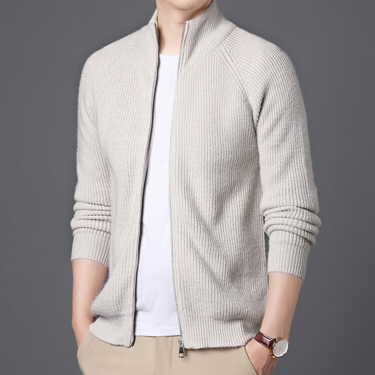 Tricotaje cu dungi verticale cu fermoar complet, culoare solidă, casual, la modă, pulover lejer, jachetă de toamnă și de iarnă, cardigan, top, en-gros