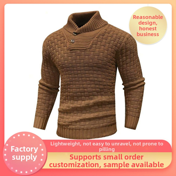 Pulover tricotat cu guler rotund pentru bărbați, stil 2024, stil transfrontalier european și american, stil Amazon, tricotat, la modă, pulover subțire, îmbrăcăminte pentru bărbați