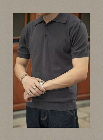 Pletené polo tričko s krátkym rukávom z ľadového hodvábu, pánske letné oblečenie, tenké módne značkové tričko s klopou a polovičnými rukávmi