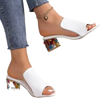 Διασυνοριακό καλοκαίρι 2024 εξωτερικού εμπορίου νέα ευρωπαϊκή και αμερικανική μονολεκτική γυναικεία παντόφλες με ψηλοτάκουνα, μεγάλα μεγέθη, με ψάρι στο στόμα