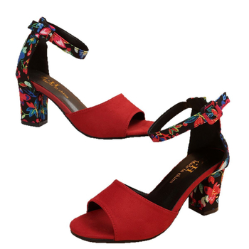 Νέα διασυνοριακά 2025 ευρωπαϊκή και αμερικανική μόδα plus size γυναικεία σανδάλια με χοντρό τακούνι, ψηλοτάκουνα σανδάλια εξωτερικού εμπορίου με αγκράφα