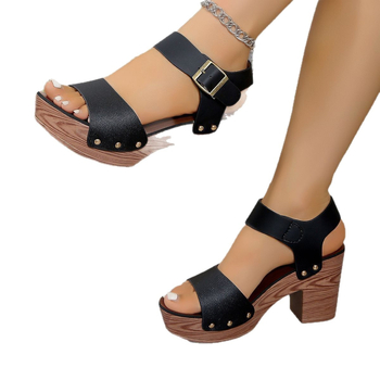 Γυναικεία ψηλοτάκουνα σανδάλια εξωτερικού εμπορίου για μεγάλα μεγέθη, καλοκαιρινά, νέα ευρωπαϊκά και αμερικανικά, μονολεκτικά σανδάλια με ράμφος ψαριού και αγκράφα ζώνης, casual σανδάλια για γυναίκες
