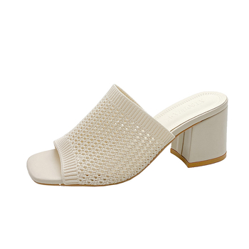 Παντόφλες για μεγάλα μεγέθη, γυναίκες, ευρωπαϊκές και αμερικανικές, καλοκαιρινές, με ανοιχτή επιφάνεια, χοντρό τακούνι, ψηλοτάκουνα, παντόφλες εξωτερικού χώρου, χονδρικής