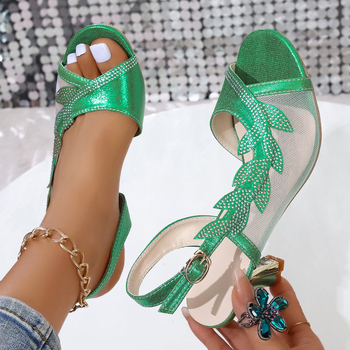 Ευρωπαϊκά και αμερικανικά απλά παπούτσια μόδας με στρας και ψάρι για γυναίκες καλοκαίρι εξωτερικού εμπορίου μεγάλο μέγεθος πλευρά κοίλο στιλέτο ρωμαϊκά σανδάλια χονδρικής