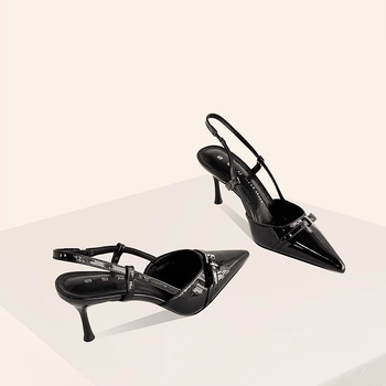 Γυναικεία Σανδάλια Baotou Άνοιξη και Φθινόπωρο 2024, Νέα Δερμάτινα Παπούτσια με Λεπτό Τακούνι και Μονό Τακούνι, Μοντέρνα Σέξι Παπούτσια με Ψηλοτάκουνα Παπούτσια