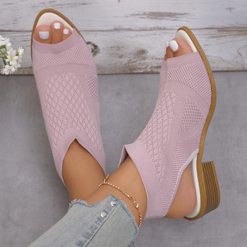 Užsienio prekybai skirtos naujos aukštakulnės basutės, europietiškos ir amerikietiškos mados megztos tuščiavidurės storakulnės aukštakulnės moteriškos basutės. Sandėlyje.