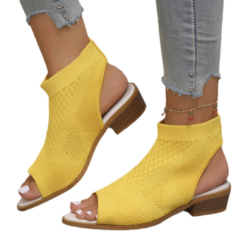 Užsienio prekybai skirtos naujos aukštakulnės basutės, europietiškos ir amerikietiškos mados megztos tuščiavidurės storakulnės aukštakulnės moteriškos basutės. Sandėlyje.