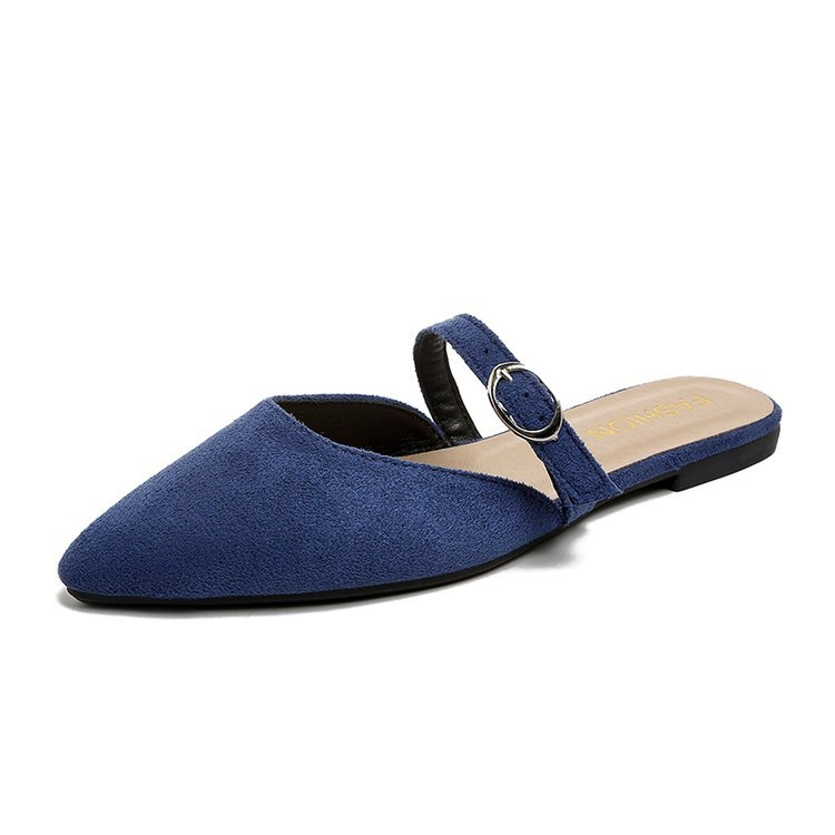 Határokon átnyúló női cipők 2025 tavaszi új stílusú baotou félpapucs női hegyes, lapos talpú ruha lusta sarkú muller cipő