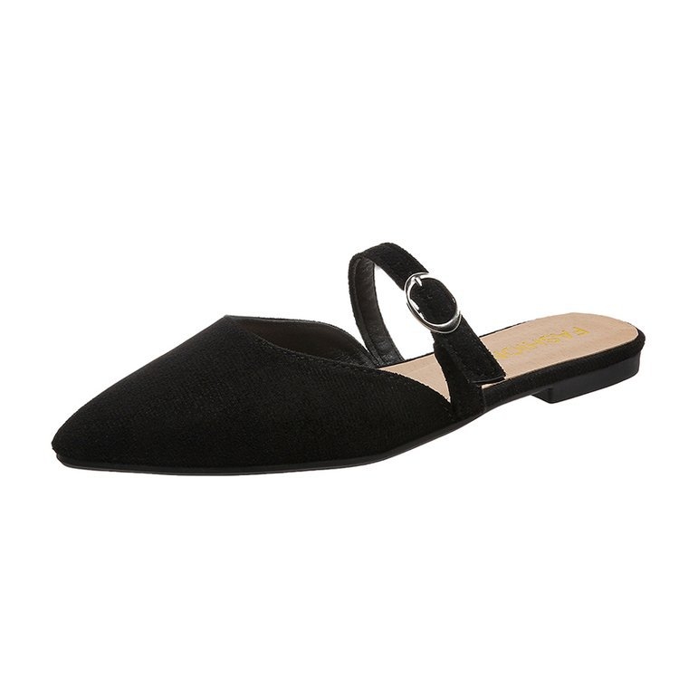 Határokon átnyúló női cipők 2025 tavaszi új stílusú baotou félpapucs női hegyes, lapos talpú ruha lusta sarkú muller cipő