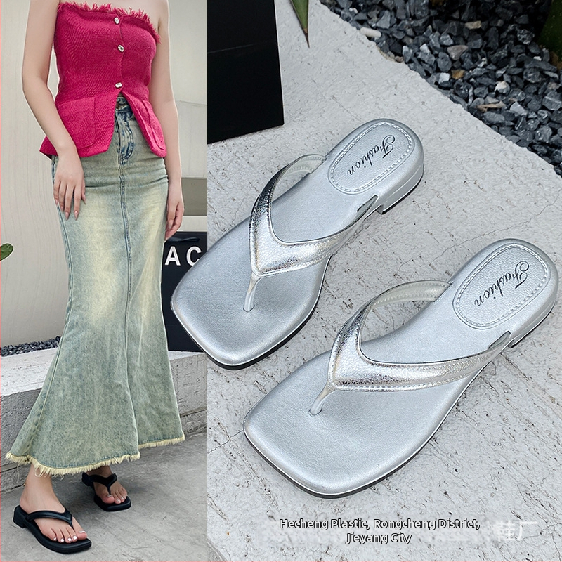 Ženske papuče, tanke japanke, PVC neklizajuće japanke za plažu, jednostavne dvobojne japanke