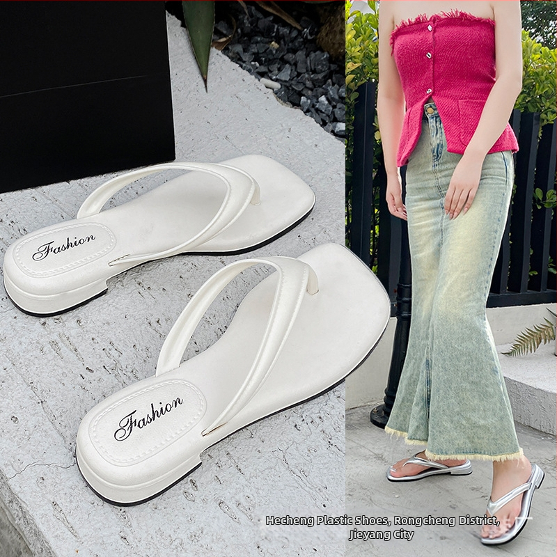 Dámske papuče, žabky na kline, PVC protišmykové plážové žabky, jednoduché dvojfarebné žabky