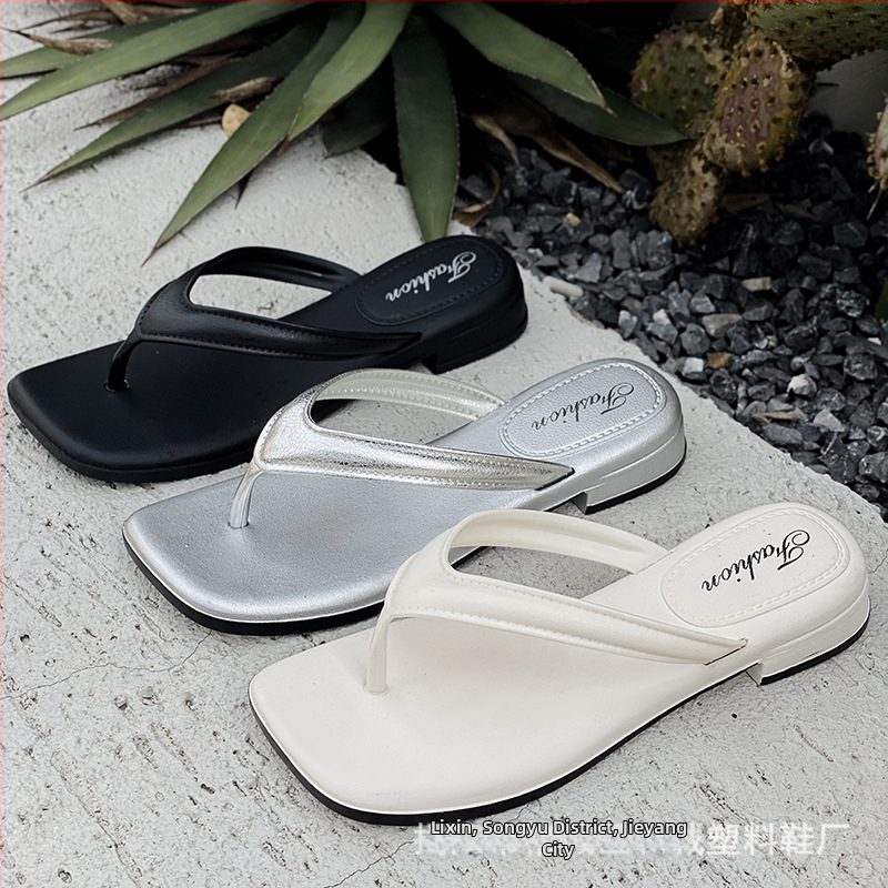 Dámske papuče, žabky na kline, PVC protišmykové plážové žabky, jednoduché dvojfarebné žabky