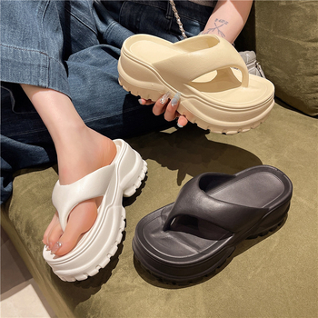 Papuci de vară pentru femei, cu grosime super mare de 6 cm, cu fund de ridicare, antiderapanți, pentru casă, cu preț redus