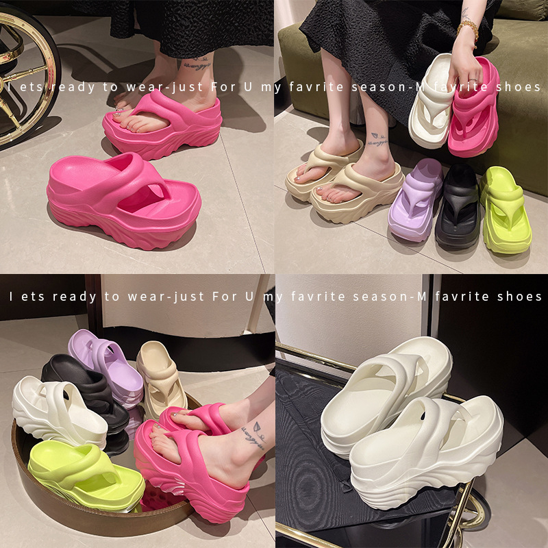 Pietryčių Azijos tarpvalstybinės storapadės 8 cm šlepetės moterims, skirtos vasaros viršutinei daliai, naujos mados paplūdimio moteriški aukštakulniai, minkšti Eva padai