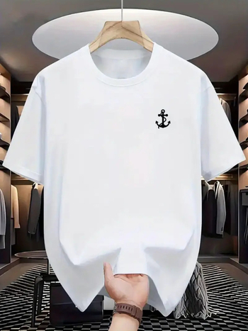 Cezhraničné európske a americké pánske trendy ležérne módne nové letné okrúhle výstrihové tričko s krátkym rukávom a potlačou, bavlnený top