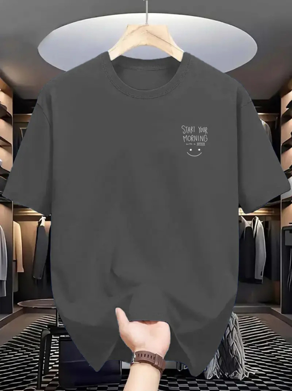 Cezhraničné európske a americké pánske trendy ležérne módne nové letné okrúhle výstrihové tričko s krátkym rukávom a potlačou, bavlnený top